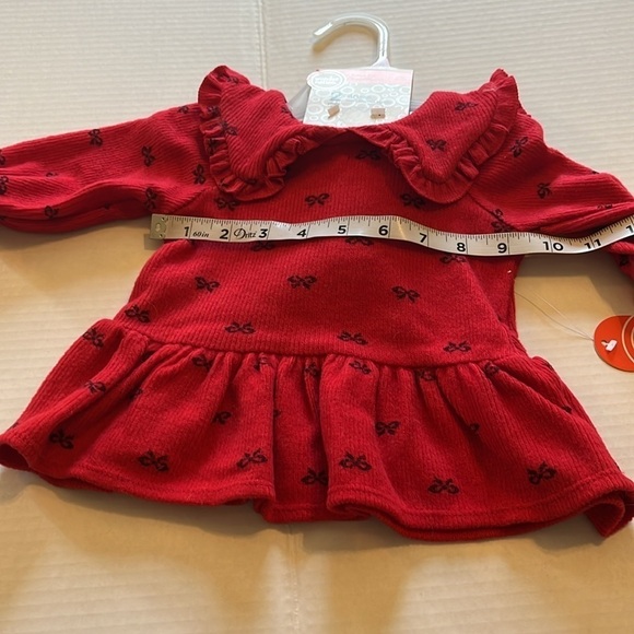 NWT-wonder nation-0/3-red/black-2 piece dress with footed tights. Soft red dress - Picture 7 of 10